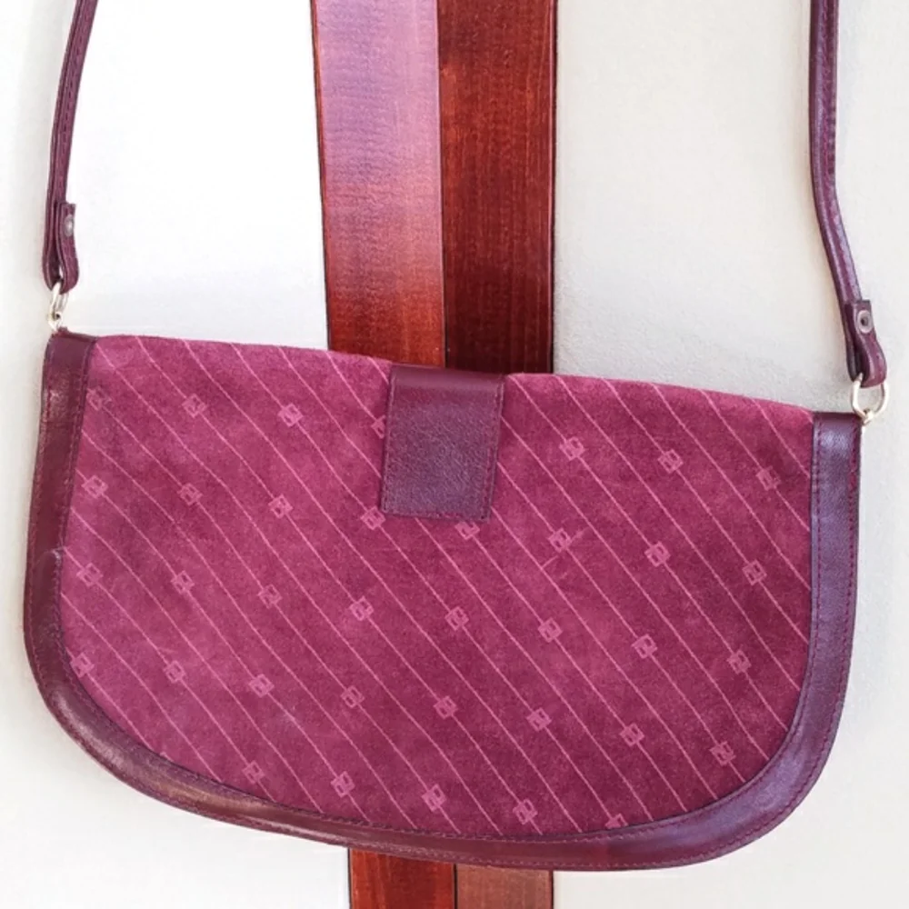 Vintage Peruzzi Italian Leather Suede Curved Bag Purse